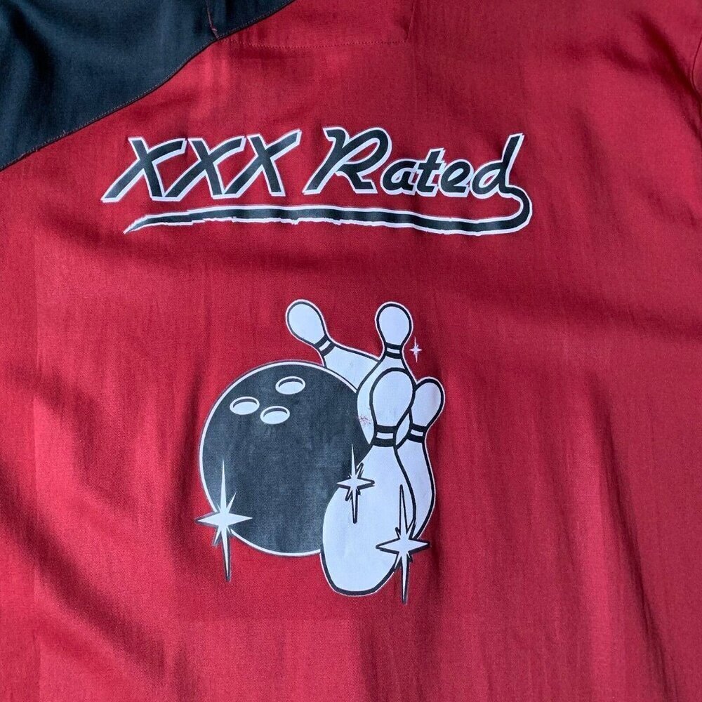 Hilton Bowling Retro Shirt Men’s 2XL Crimson Red Black Button Vintage